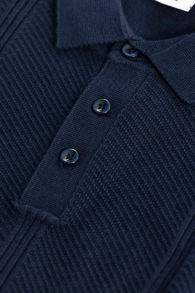 Men’s Navy Ribbed Polo T-Shirt | Premium Slim Fit Casual Wear