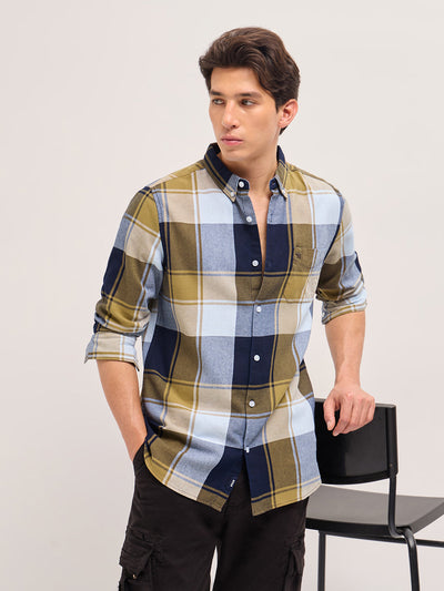 Multicolor Woven Checked Slim Fit Casual Shirt