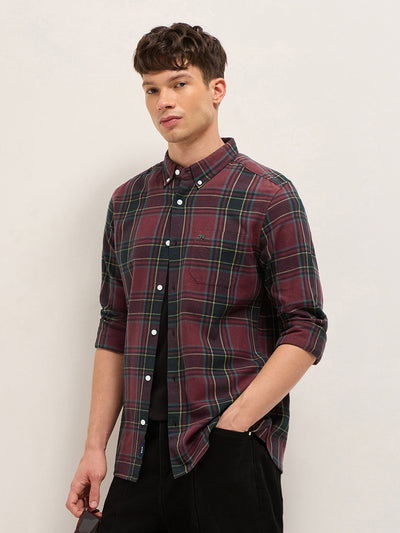 Multicolor Woven Checked Slim Fit Casual Shirt