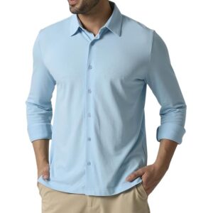 onemile men’s knit work shirt – soft stretch casual office wear