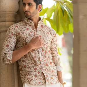 cream printed shirt