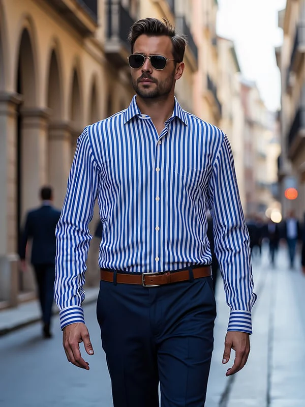 dark blue cotton stripe shirt dark blue cotton stripe shirt