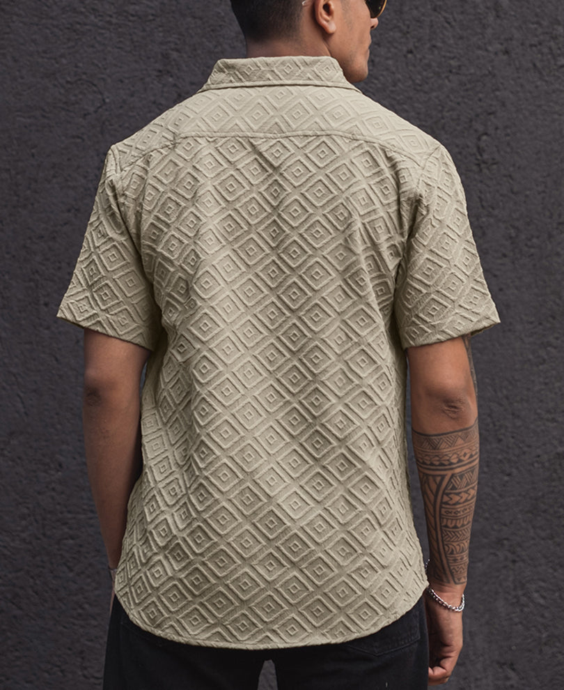 beige oversized structured half sleeves shirt beige oversized structured half sleeves shirt
