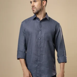 dusty blue linen shirt