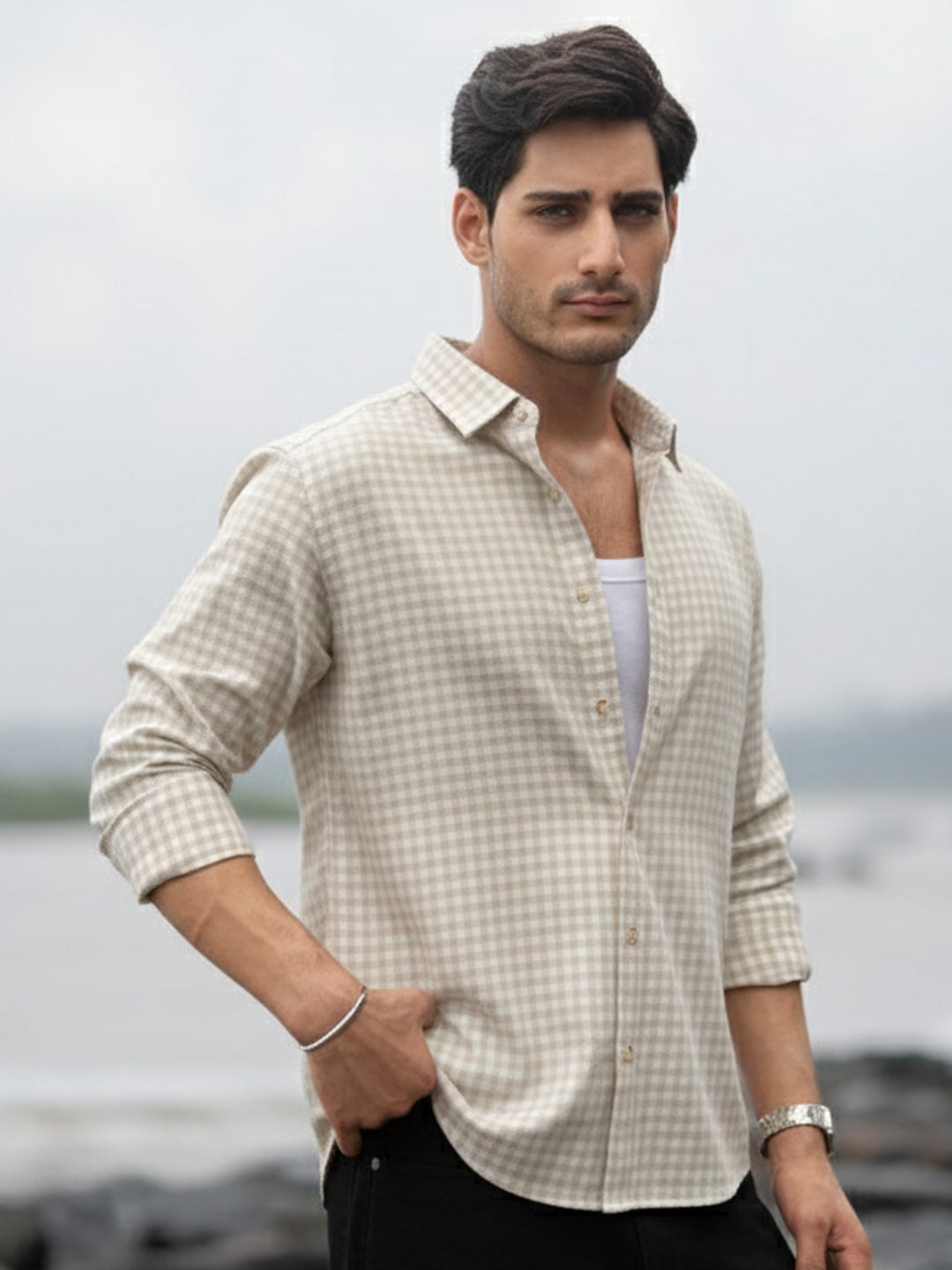beige checks shirt beige checks shirt