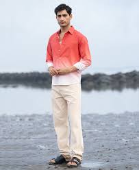 coral red ombre print shirt coral red ombre print shirt