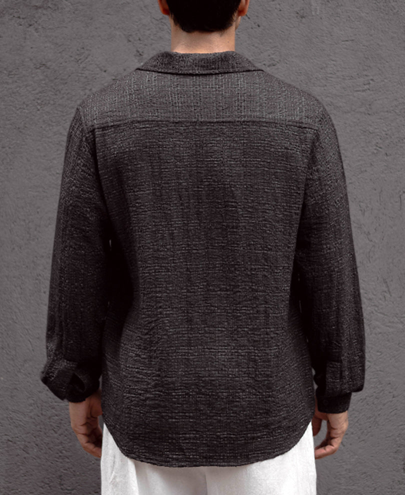 black kurta style regular fit full sleeves shirt black kurta style regular fit full sleeves shirt