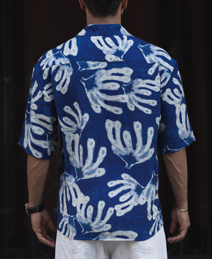 blue oversized half sleeves shirt blue oversized half sleeves shirt