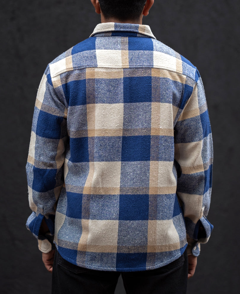 blue and off white checked regular fit full sleeves shirt blue and off white checked regular fit full sleeves shirt