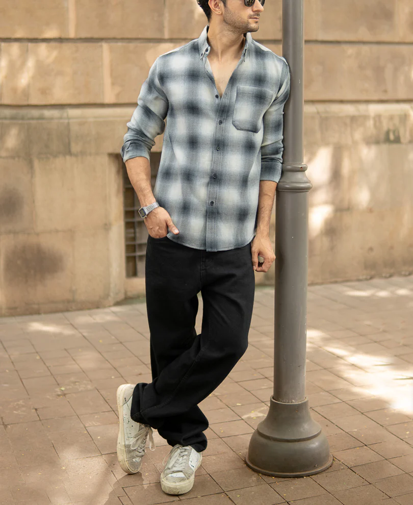 grey checks button down shirt grey checks button down shirt