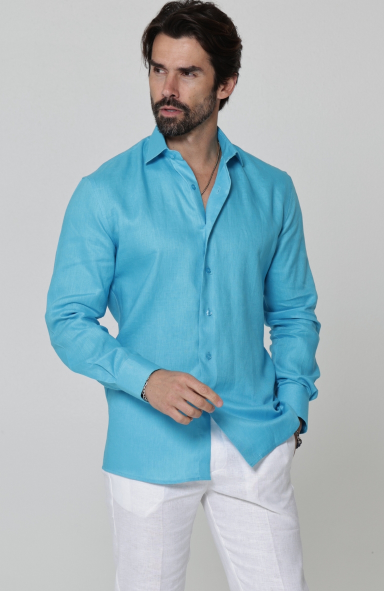 malibu blue linen blend shirt malibu blue linen blend shirt