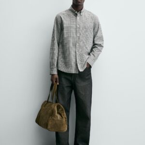 grey checks shirt with pocket