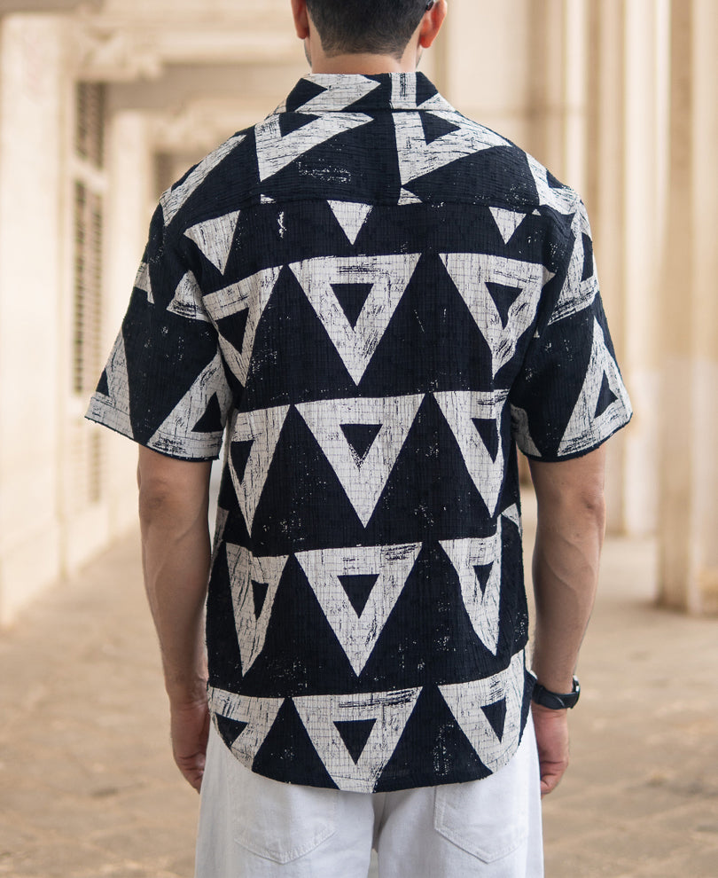 black geometric structured print shirt black geometric structured print shirt