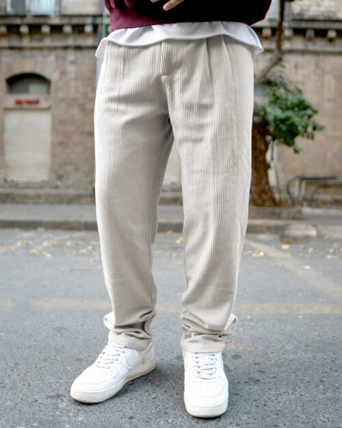 Home beige regular fit corduroy pant