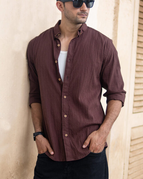 brown lightweight structured shirt