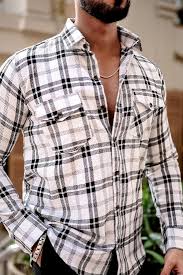 white and black checks shirt with pockets