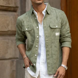 green printed structure shirt
