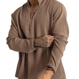 dark beige slub kurta shirt