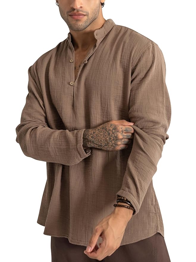 dark beige slub kurta shirt dark beige slub kurta shirt