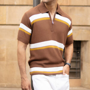 brown striped knit t shirt