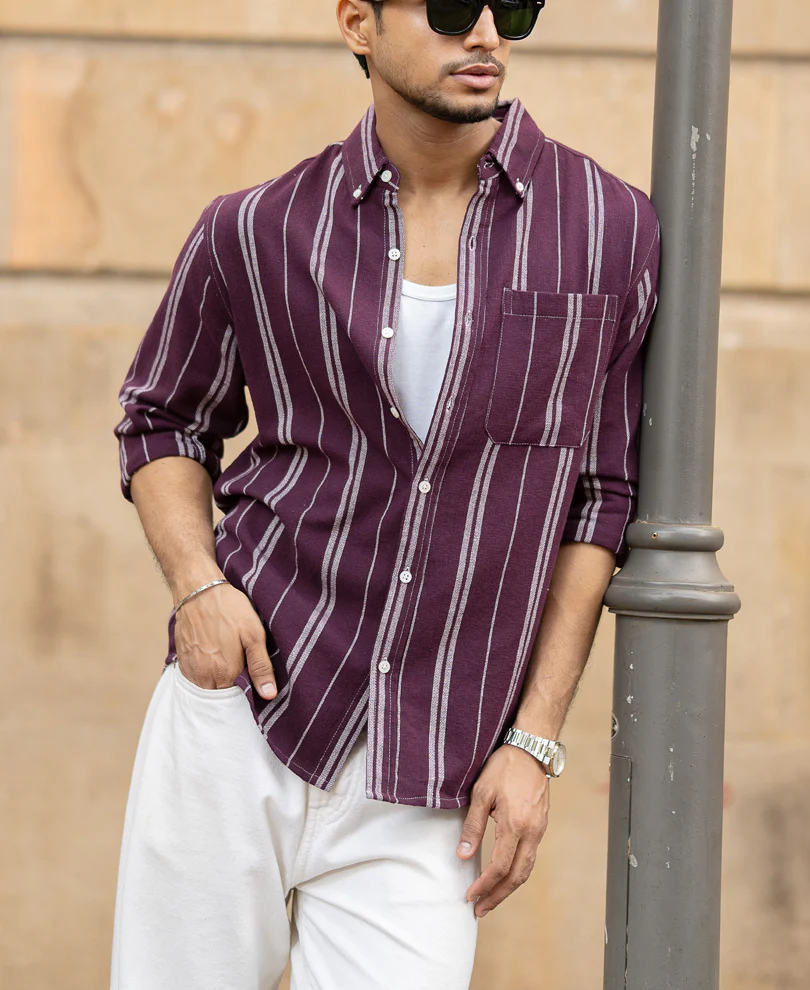 wine structured stripe shirt wine structured stripe shirt