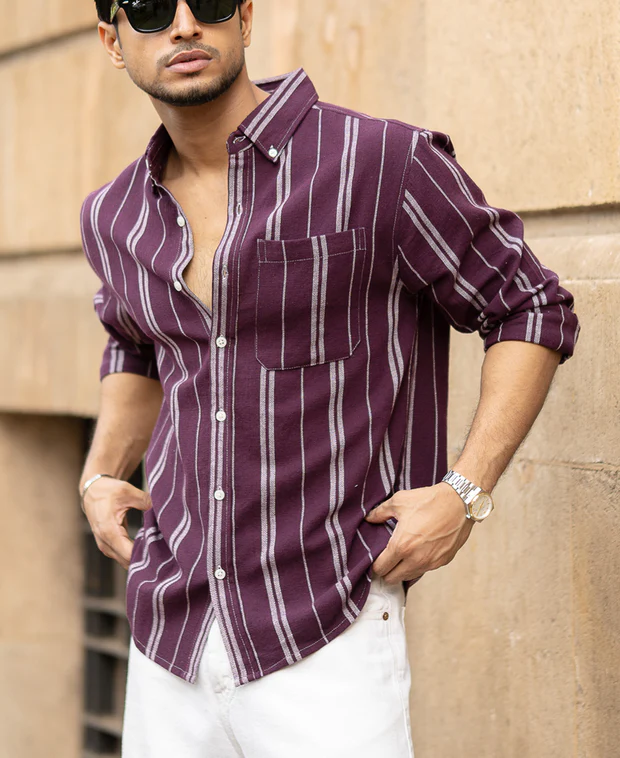 wine structured stripe shirt wine structured stripe shirt