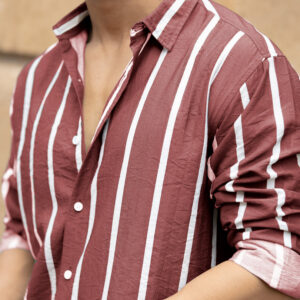 brick red printed stripe shirt