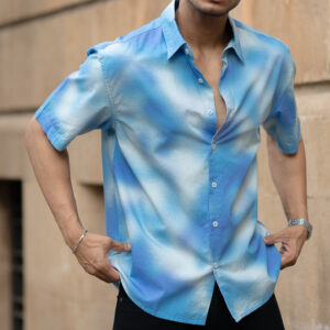 blue spray print shirt
