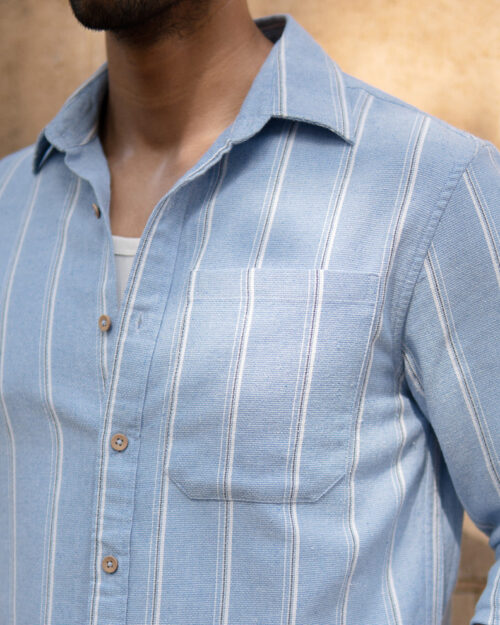 blue striped shirt