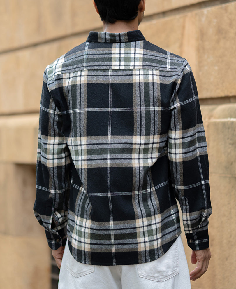 black macro checks button down shirt black macro checks button down shirt