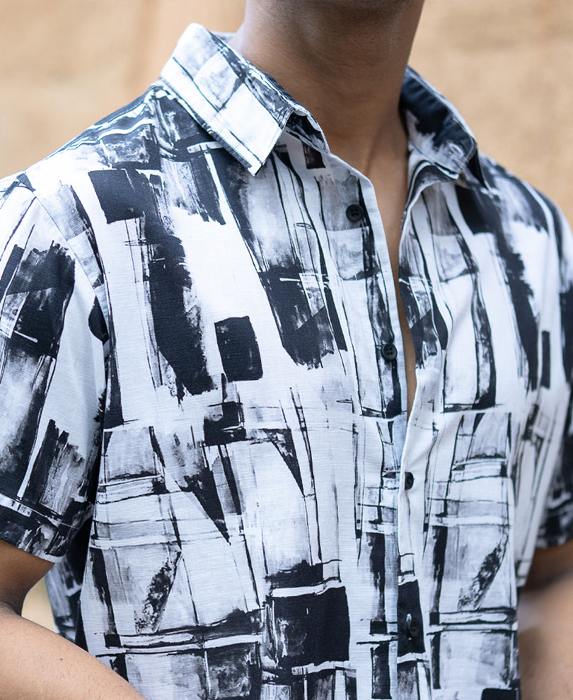 black and white light weight printed shirt black and white light weight printed shirt