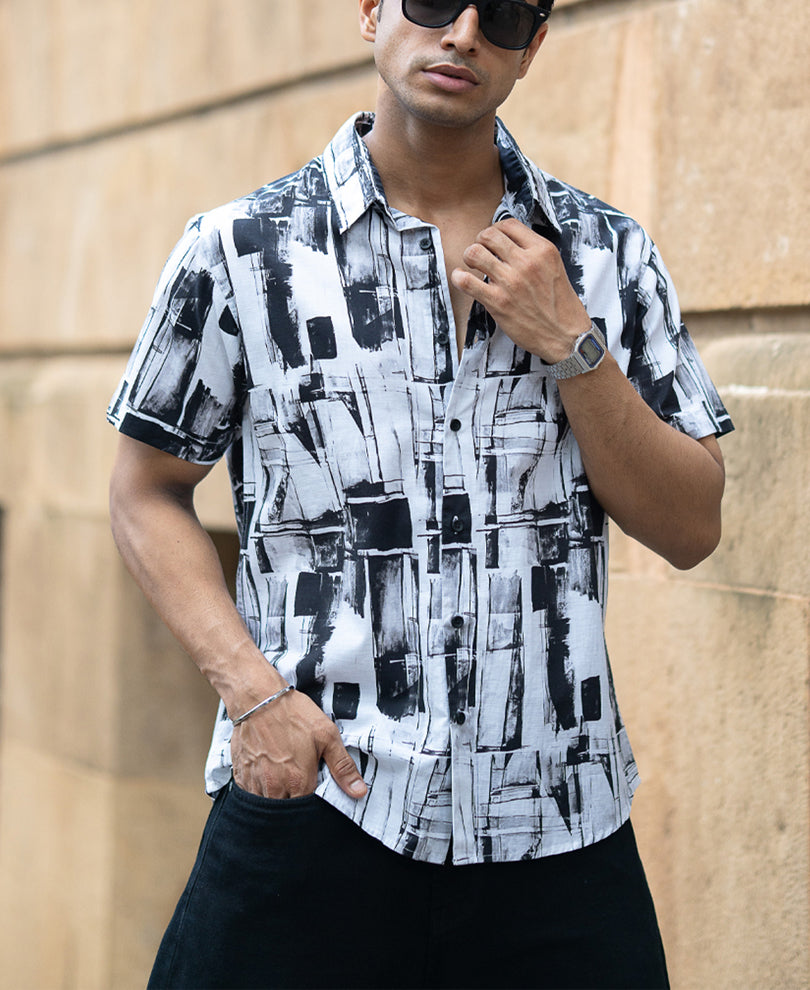 black and white light weight printed shirt black and white light weight printed shirt