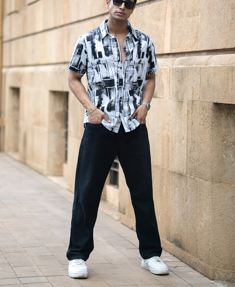 black and white light weight printed shirt black and white light weight printed shirt