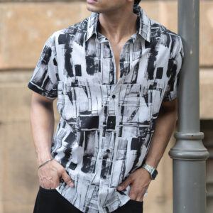 black and white light weight printed shirt