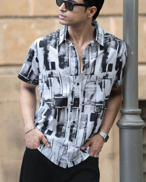 black and white light weight printed shirt