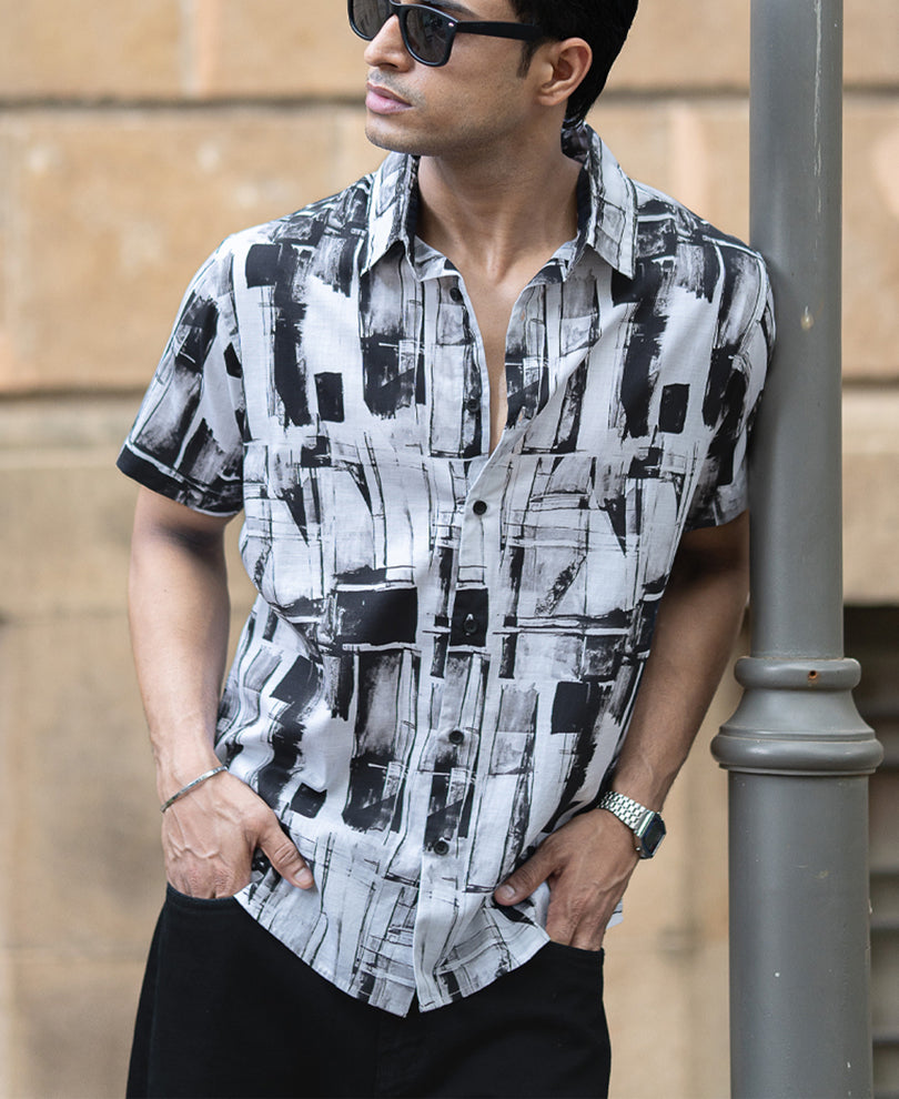 black and white light weight printed shirt black and white light weight printed shirt