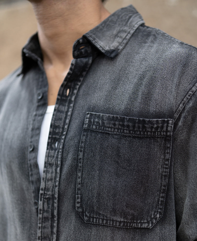 black sprayed denim shirt black sprayed denim shirt