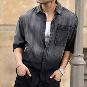 black sprayed denim shirt