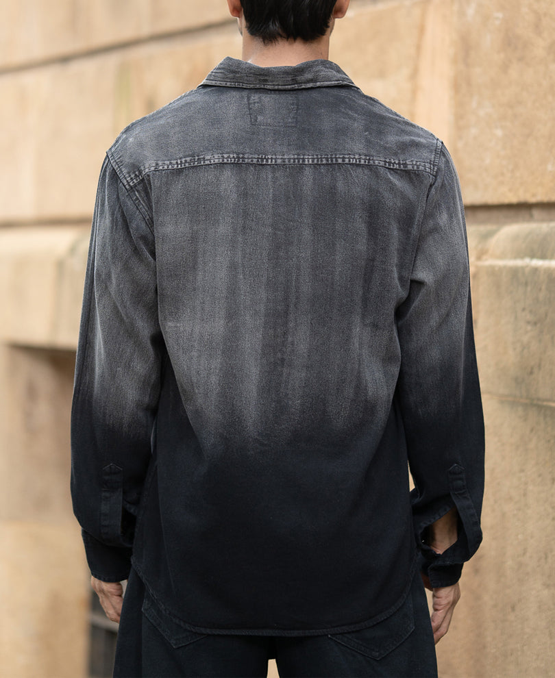 black sprayed denim shirt black sprayed denim shirt