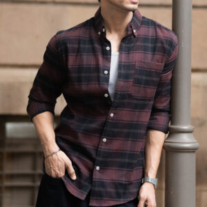 burnt brick lightweight checks shirt