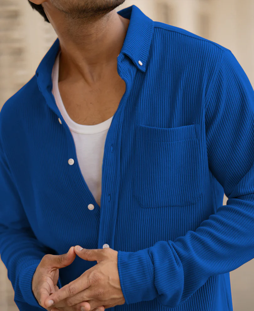 royal blue structured knit shirt royal blue structured knit shirt