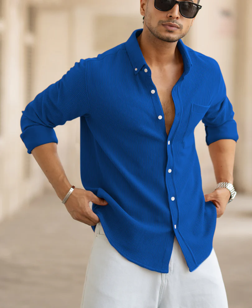 royal blue structured knit shirt royal blue structured knit shirt