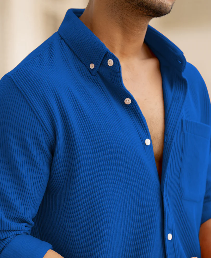 royal blue structured knit shirt royal blue structured knit shirt