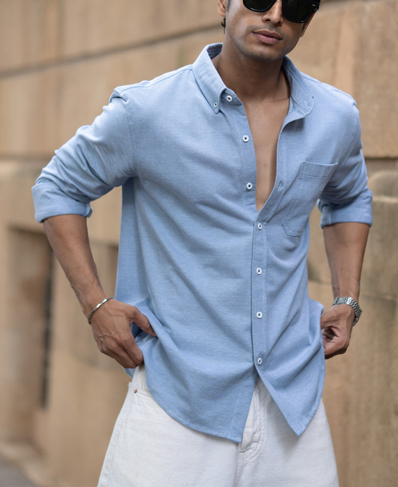 blue knitted button down shirt blue knitted button down shirt