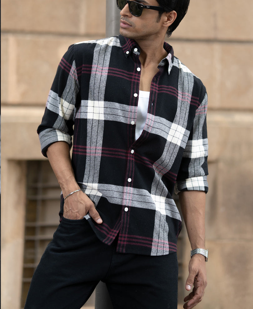 black checks button down shirt black checks button down shirt