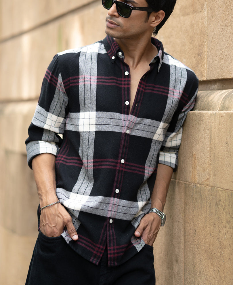 black checks button down shirt black checks button down shirt