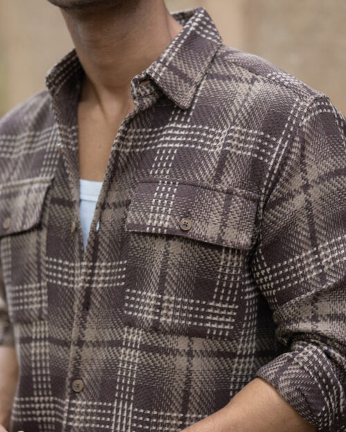 brown structured checks shirt