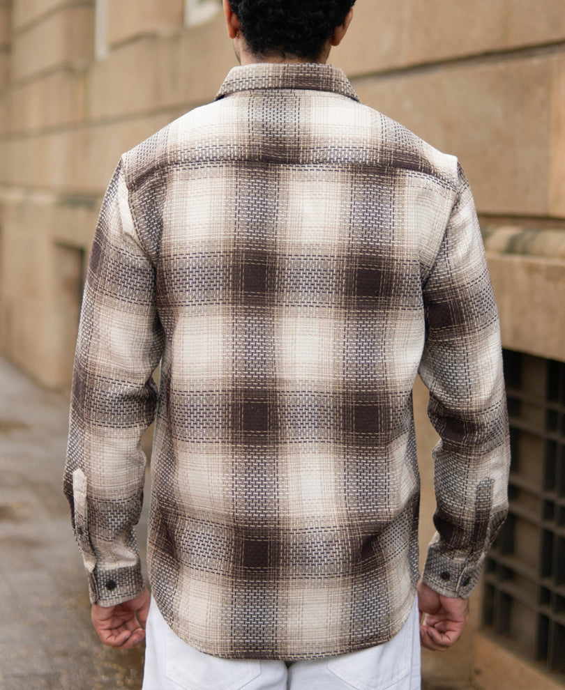 beige structured checks shirt beige structured checks shirt