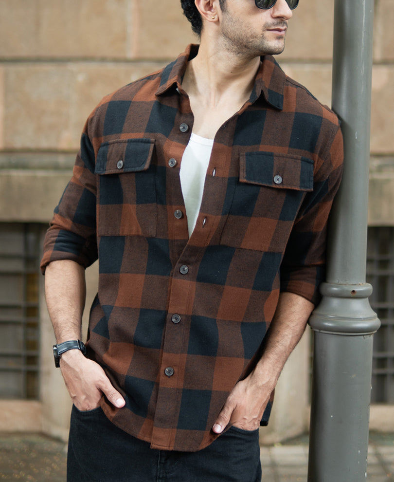 brown and black checks shirt brown and black checks shirt
