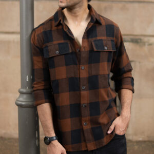 Home brown and black checks shirt
